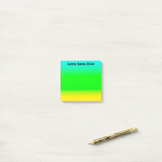 Aangepaste Turquoise, Groen en Geel Post-it® Notes (Op bureau)