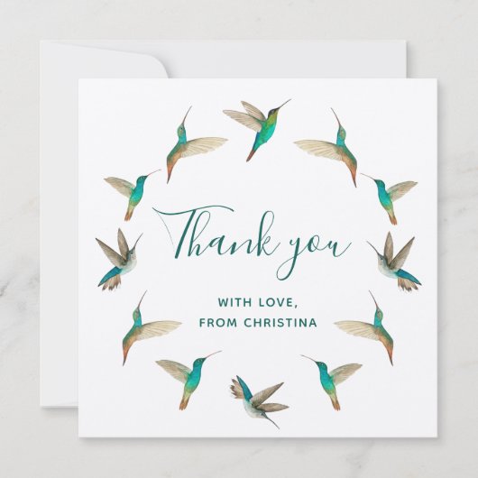 Aangepaste Turquoise Hummingbird Hartelijk dank Kaart (Voorkant)