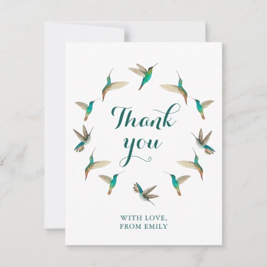 Aangepaste turquoise kolibries dank u notitiekaartje (Voorkant)