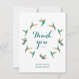 Aangepaste turquoise kolibries dank u notitiekaartje