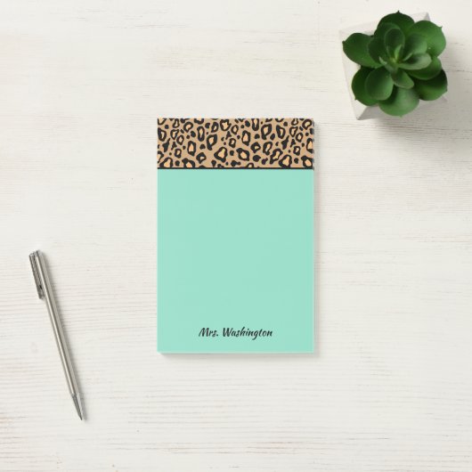 Aangepaste Turquoise Leopard Teacher Post It Notes (Kantoor)