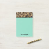 Aangepaste Turquoise Leopard Teacher Post It Notes (Op bureau)