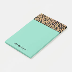 Aangepaste Turquoise Leopard Teacher Post It Notes