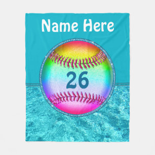 Aangepaste Turquoise Multicolored Softball Blanket Fleece Deken