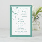 Aangepaste turquoise of Aqua Baby shower Invitatio Kaart (Staand voorkant)
