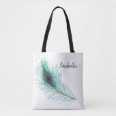 Aangepaste turquoise Peacock Feather Tote Bag (Voorkant)