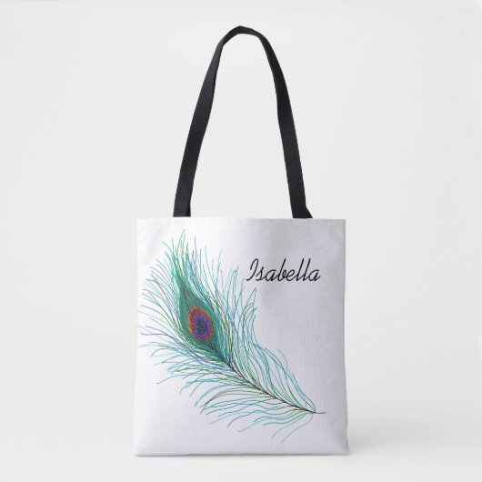 Aangepaste turquoise Peacock Feather Tote Bag (Voorkant)