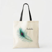 Aangepaste turquoise Peacock Feather Tote Bag (Voorkant)