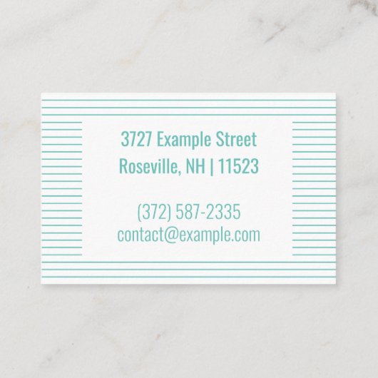 Aangepaste "Turquoise Strips" (UK/Euro) Visitekaartje (Achterkant)