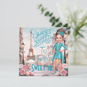 Aangepaste Turquoise Sweet 16 in Parijs Kaart (Staand voorkant)