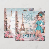 Aangepaste Turquoise Sweet 16 in Parijs Kaart (Voorkant / Achterkant)