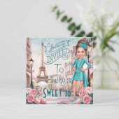 Aangepaste Turquoise Sweet 16 in Parijs Kaart (Staand voorkant)