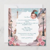 Aangepaste Turquoise Sweet 16 in Parijs Kaart (Achterkant)