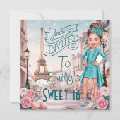 Aangepaste Turquoise Sweet 16 in Parijs Kaart (Voorkant)