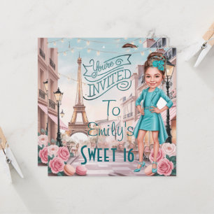 Aangepaste Turquoise Sweet 16 in Parijs Kaart