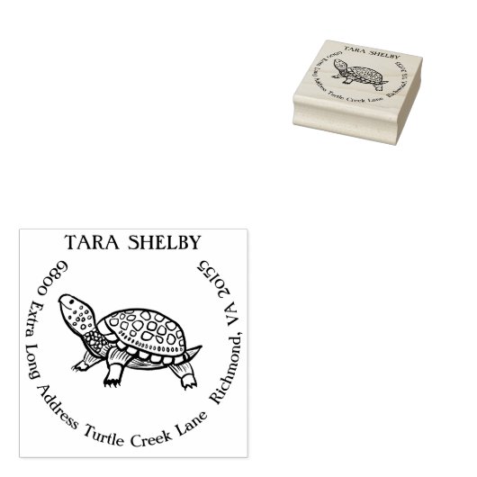 Aangepaste Turtle Extra lang retouradres Rubberstempel (Gestempeld)