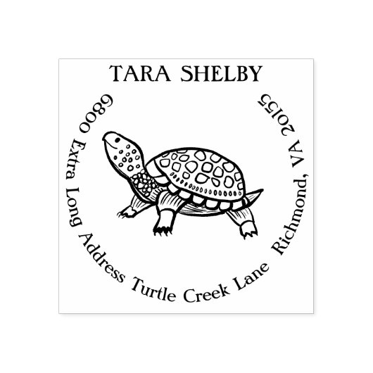 Aangepaste Turtle Extra lang retouradres Rubberstempel (Afrduk)