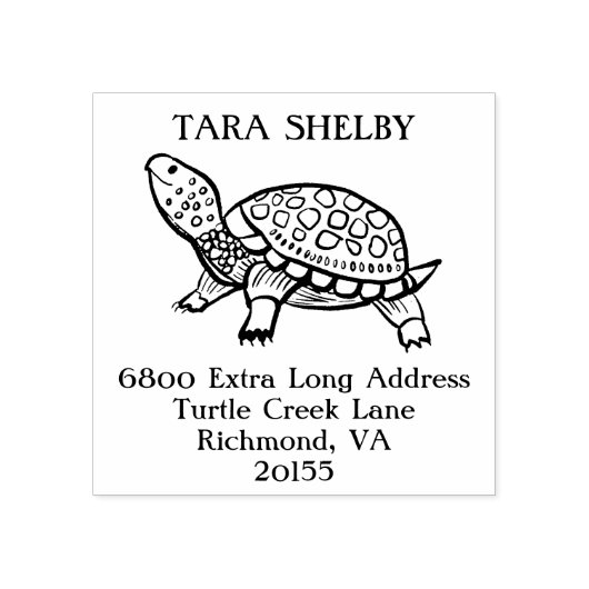 Aangepaste Turtle Extra lang retouradres Rubberstempel (Afrduk)