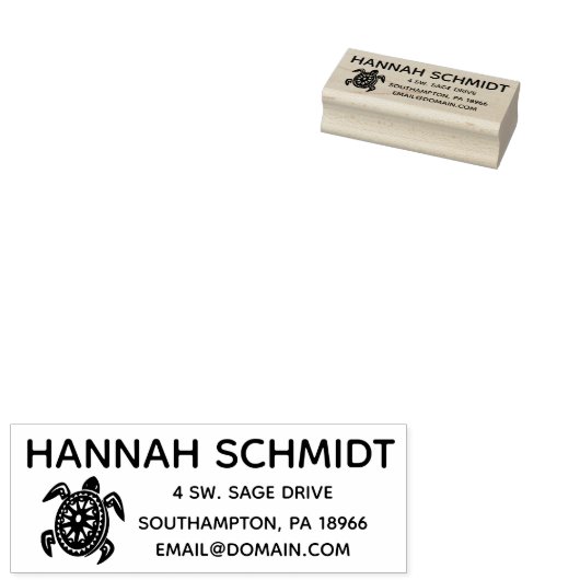 Aangepaste Turtle Hand Teken Naam Rubberstempel (Gestempeld)