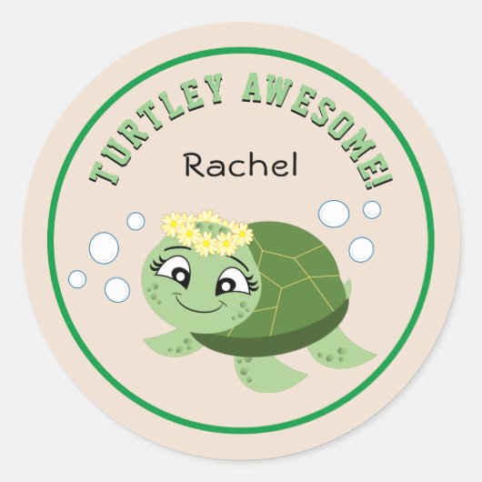 Aangepaste Turtley Geweldige Classic Round Sticker (Voorkant)