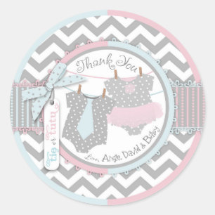 Aangepaste Tutu & Stropdas Geslacht Onbekend Baby Ronde Sticker