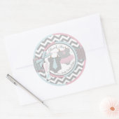 Aangepaste Tutu & Stropdas Geslacht Onbekend Baby  Ronde Sticker (Envelop)