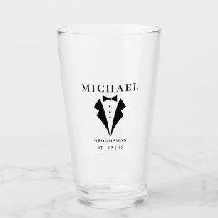 Aangepaste Tuxedo Pint voor bruiloft GROOMSMAN Glas