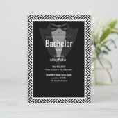 Aangepaste tuxedo voor zwarte bachelor save the date (Staand voorkant)