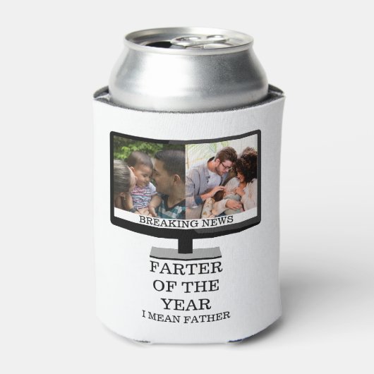 Aangepaste tv na het jaar grappige vader 2 foto blikjeskoeler (Blikje Voorkant)