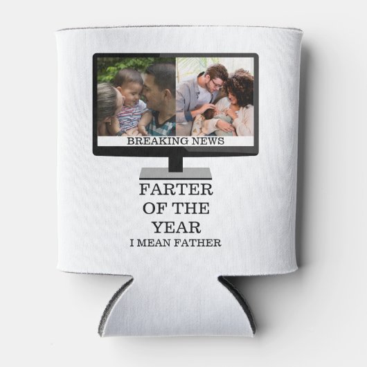 Aangepaste tv na het jaar grappige vader 2 foto blikjeskoeler (Voorkant)