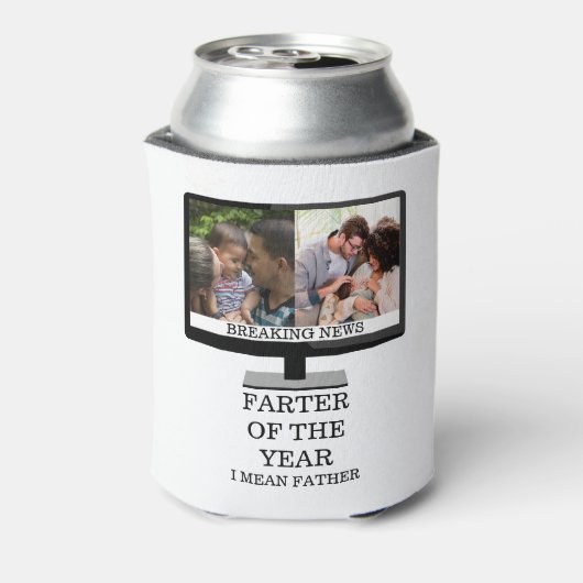 Aangepaste tv na het jaar grappige vader 2 foto blikjeskoeler (Blikje Achterkant)