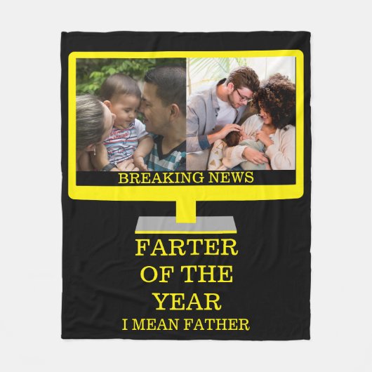 Aangepaste tv na het jaar grappige vader 2 foto fleece deken (Voorkant)