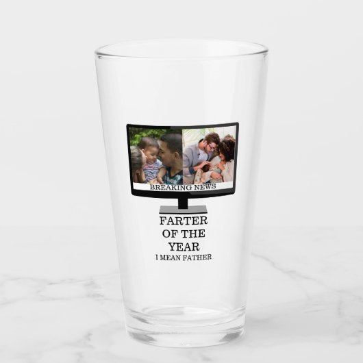 Aangepaste tv na het jaar grappige vader 2 foto glas (Voorkant)