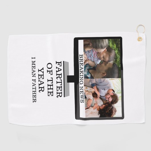 Aangepaste tv na het jaar grappige vader 2 foto golfhanddoek (Horizontaal)