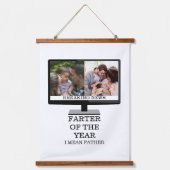 Aangepaste tv na het jaar grappige vader 2 foto hangend wandkleed (Voorkant)