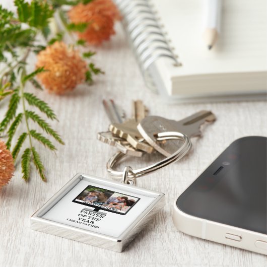 Aangepaste tv na het jaar grappige vader 2 foto sleutelhanger (Zijkant)