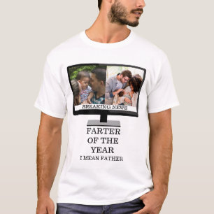 Aangepaste tv na het jaar grappige vader 2 foto t-shirt