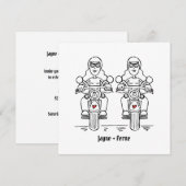 Aangepaste twee bruiden motorfiets avond trouwfees kaart (Voorkant / Achterkant)
