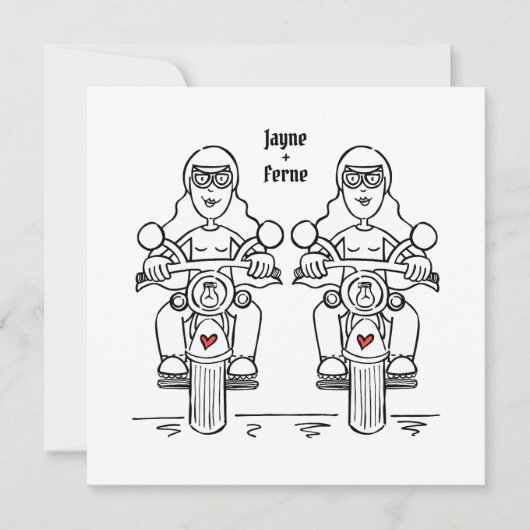 Aangepaste Twee Bruiden Motorrijder Motorfiets Les Kaart (Voorkant)