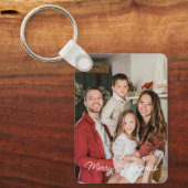 Aangepaste twee Familie Foto Dubbelzijdig Kerstmis Sleutelhanger (Voorkant)