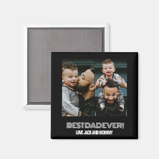 Aangepaste twee foto collage vaders dag magneet (Voorkant / Achterkant)