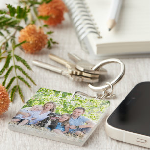 Aangepaste twee foto dubbelzijdige acrylen sleutel sleutelhanger