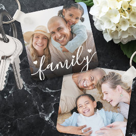 Aangepaste Twee Foto Dubbelzijdige Familie Foto Sleutelhanger