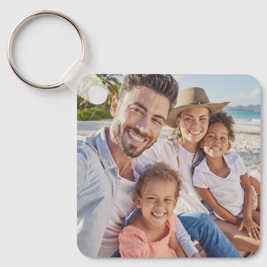 Aangepaste twee foto dubbelzijdige familiefoto sleutelhanger (Voorkant)