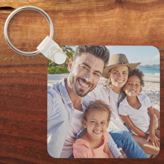 Aangepaste twee foto dubbelzijdige familiefoto sleutelhanger (Voorkant)