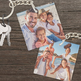 Aangepaste twee foto dubbelzijdige familiefoto sleutelhanger