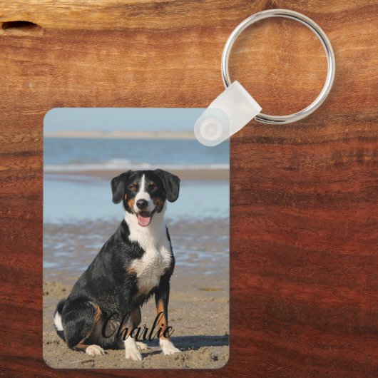 Aangepaste twee foto en naam sleutelhanger (Achterkant)