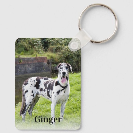 Aangepaste twee foto en tekst dubbelzijdig sleutelhanger (Achterkant)