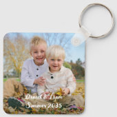 Aangepaste twee foto familie dubbelzijdig geperson sleutelhanger (Achterkant)