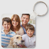 Aangepaste twee foto familie dubbelzijdige huisdie sleutelhanger (Achterkant)
